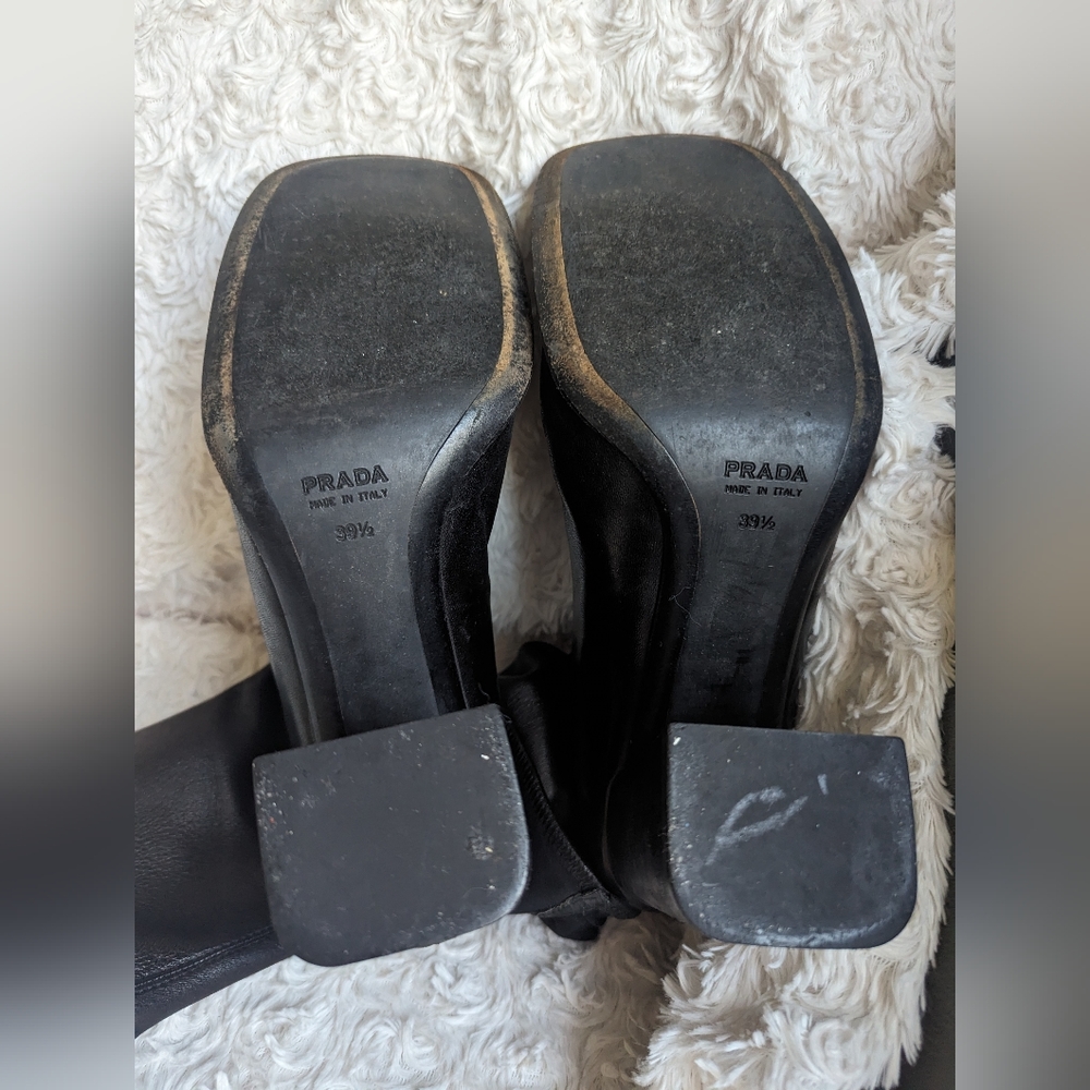PRADA black leather mid calf boot sz 9.5 - Picture 10 of 16